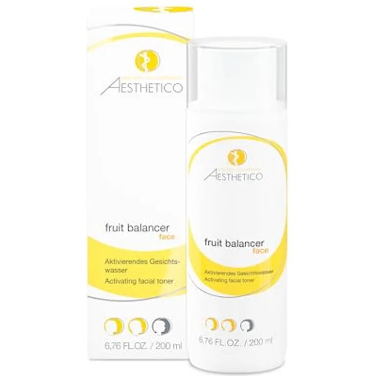 AESTHETICO fruit balancer, 200 ml - Aktivierendes Gesichtswasser mit 5% Fruchtsäuren und Feuchtigkeitskomplex, verfeinert das Hautbild, reguliert den Haut-pH-Wert und stärkt die Hautbarriere