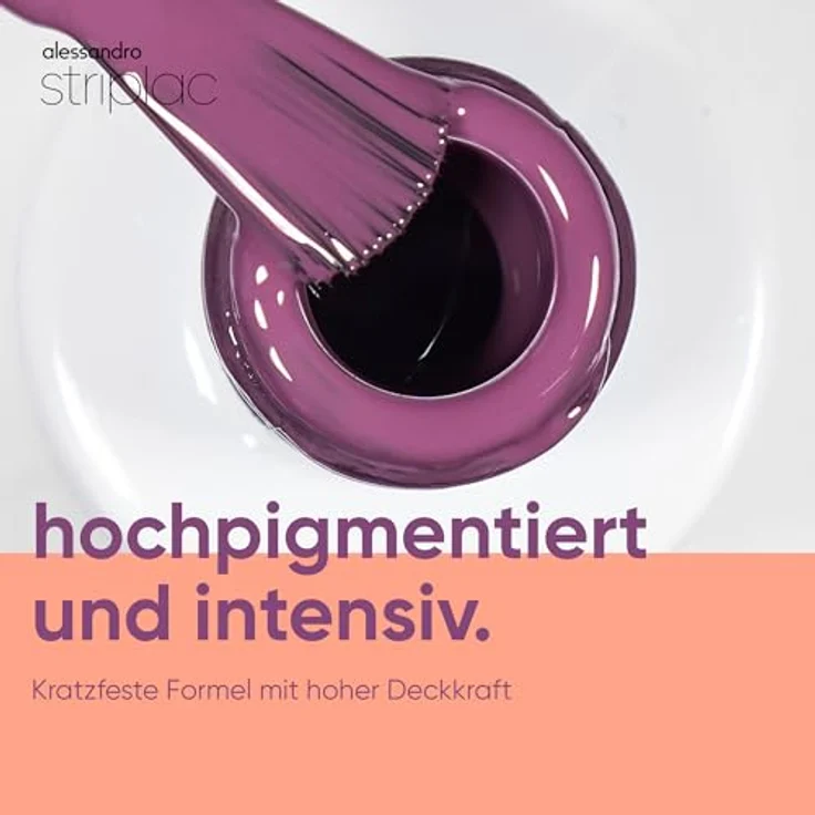 alessandro Striplac UV-Nagellack Italian Chic, deckend & kratzfest bis zu 15 Tage, leichtes Auftragen, schonende Abziehtechnologie, vegan, lila, 6,5ml – Bild 3