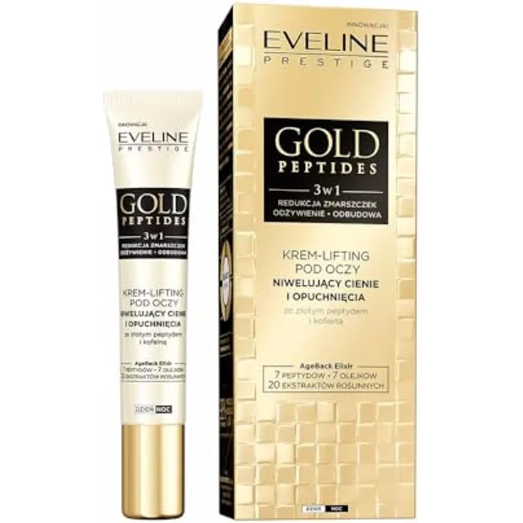 Eveline Cosmetics Gold Peptides Lifting Augencreme, mit kolloidalem Gold und Ceramiden zur Faltenreduzierung und Aufhellung, 15 ml