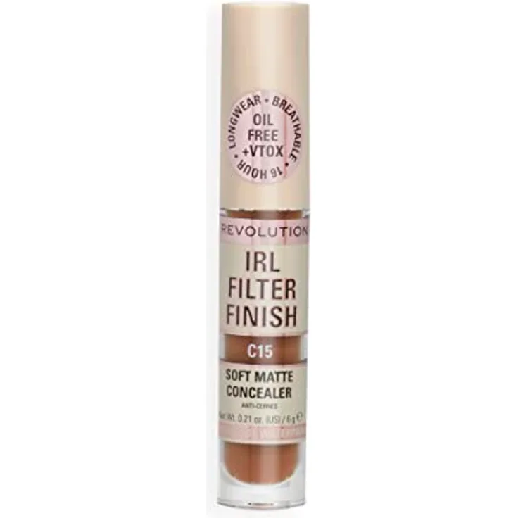 Makeup Revolution, IRL Filter Finish Concealer, Mittlere bis volle Deckkraft, C15, 6g