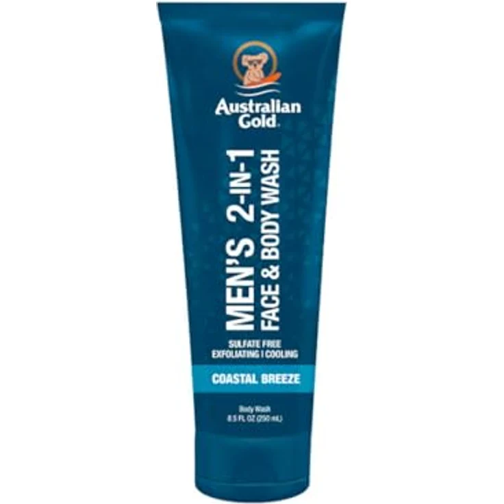 Australian Gold MEN'S 2 IN 1 FACE & BODY WASH COASTAL BREEZE, Gesichts- und Körperreiniger für Männer, 250ml