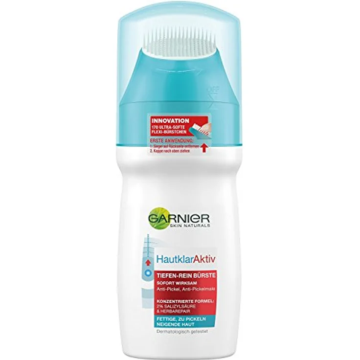Garnier Hautklar Aktiv Tiefen-Rein Bürste gesichtsreinigungsbürste mit Salicylsäure wirkt gegen Pickel 150 ml, für Damen und Herren – Bild 2