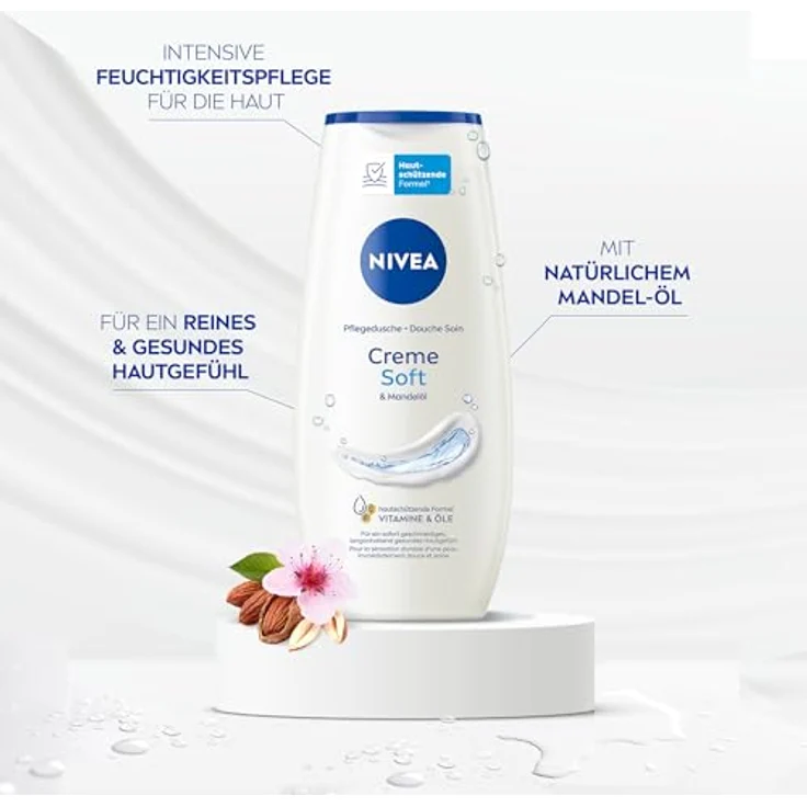 NIVEA Creme Soft Pflegedusche, feuchtigkeitsspendendes Duschgel mit Vitaminen und Mandel-Öl, pH-hautneutral, 250 ml – Bild 2