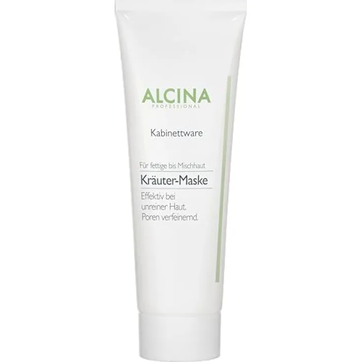 ALCINA Kräuter-Maske - 1 x 250 ml - Verfeinert die Poren, mildert Rötungen - Für fettige und unreine Haut - Mit Kaolin, Salbei und Lavendelöl