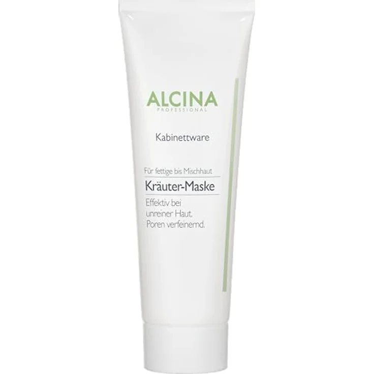 ALCINA Kräuter-Maske - 1 x 250 ml - Verfeinert die Poren, mildert Rötungen - Für fettige und unreine Haut - Mit Kaolin, Salbei und Lavendelöl