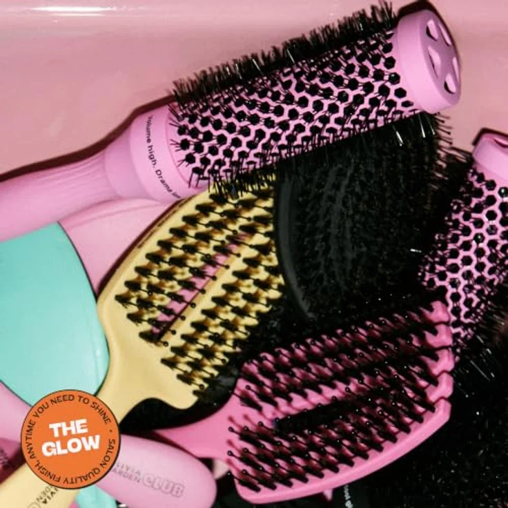 Olivia Garden Club The Glow Blowout Ceramic Round Brush Pink, Runde Haarbürste für voluminöse Frisuren, S, 1 St. – Bild 3