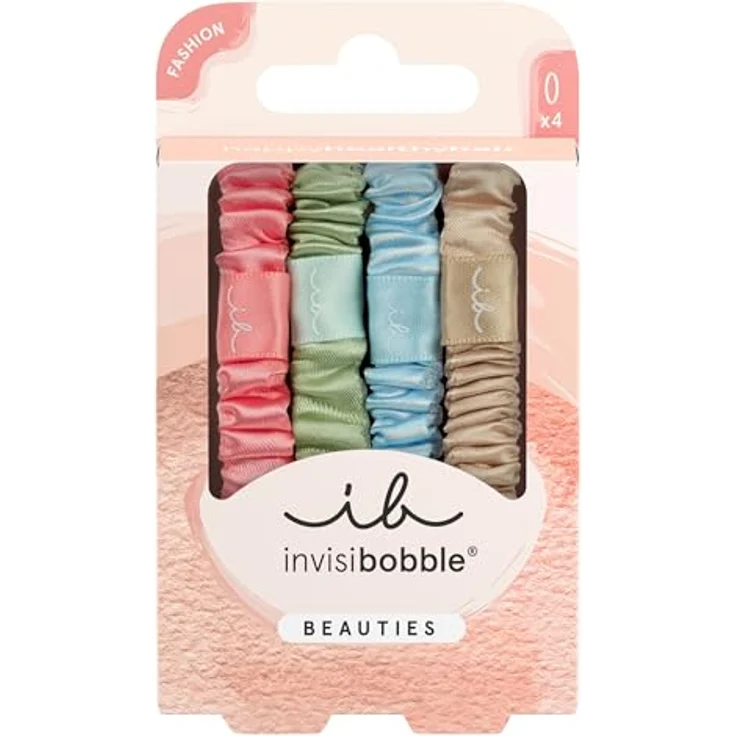 Invisibobble BEAUTIES Satin Sorbet, 4er Set Haargummis für Damen, schonend zum Haar und ohne Metallverbindungen – Bild 1