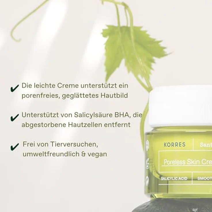 KORRES SANTORINI GRAPE Porenverfeinernde Creme - Glättet, hydratisiert und minimiert Poren, mit Santorini-Traubenextrakt, vegan, 40 ml – Bild 2