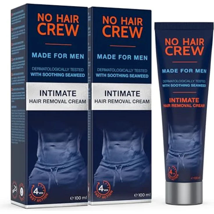 NO HAIR CREW Intim Haarentfernungscreme für Männer, Doppelpack (2 x 100 ml) – Sanfte Haarentfernung ohne Rasurbrand, dermatologisch