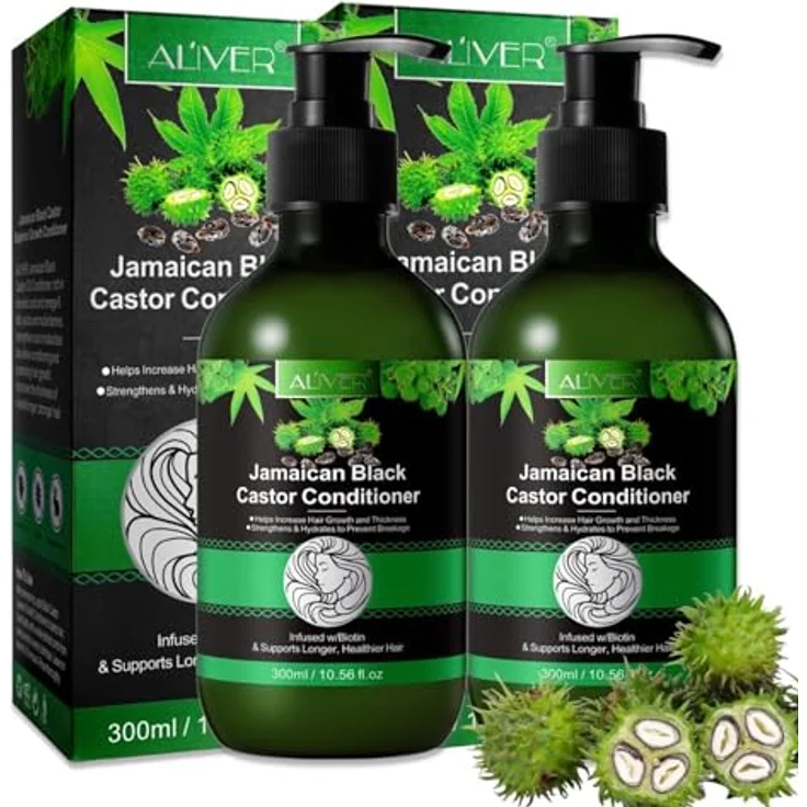P-Beauty Rizinus Conditioner 2x300ml, Haarspülung mit Bio Rizinusöl - repariert Haarschäden, fördert Haarwachstum, vegan & für alle Haartypen geeignet – Bild 1