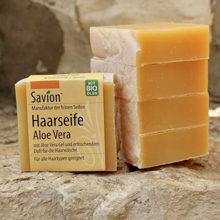 Savion Haarseifen-Set Aloe Vera | 4+1 Stück | Bio & Vegan | Für alle Haartypen 5x 85gr – Bild 2