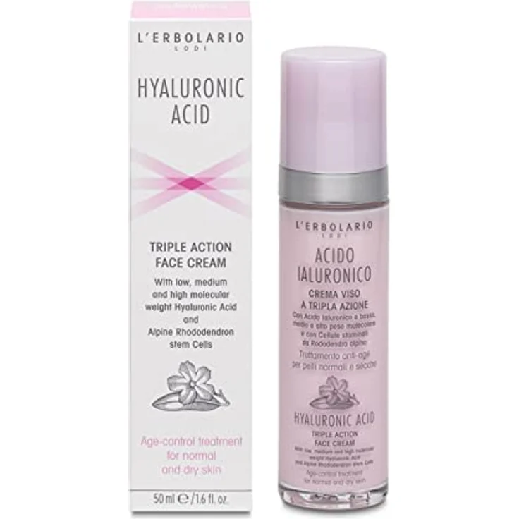 L'Erbolario Hyaluronsäure Gesichtscreme mit Dreifachwirkung für Mischhaut, 50 ml, vegane Naturkosmetik, ohne Parabene und Silikone – Bild 1