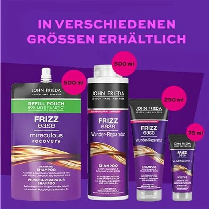 John Frieda Wunder Reparatur Shampoo - Vorteilsgröße: 500 ml - Frizz Ease Serie - Haartyp: widerspenstig, geschädigt, strapaziert - Kabinettgröße – Bild 5