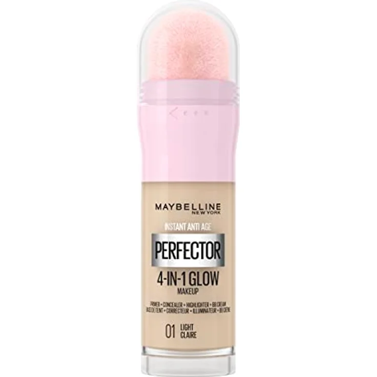 Maybelline New York 4-in-1 Make Up mit Concealer, BB Cream, Highlighter und Primer, für einen perfekten Teint, Foundation mit leichter Deckkraft, Instant Perfector Glow, Nr. 01 Light, 20 ml – Bild 1