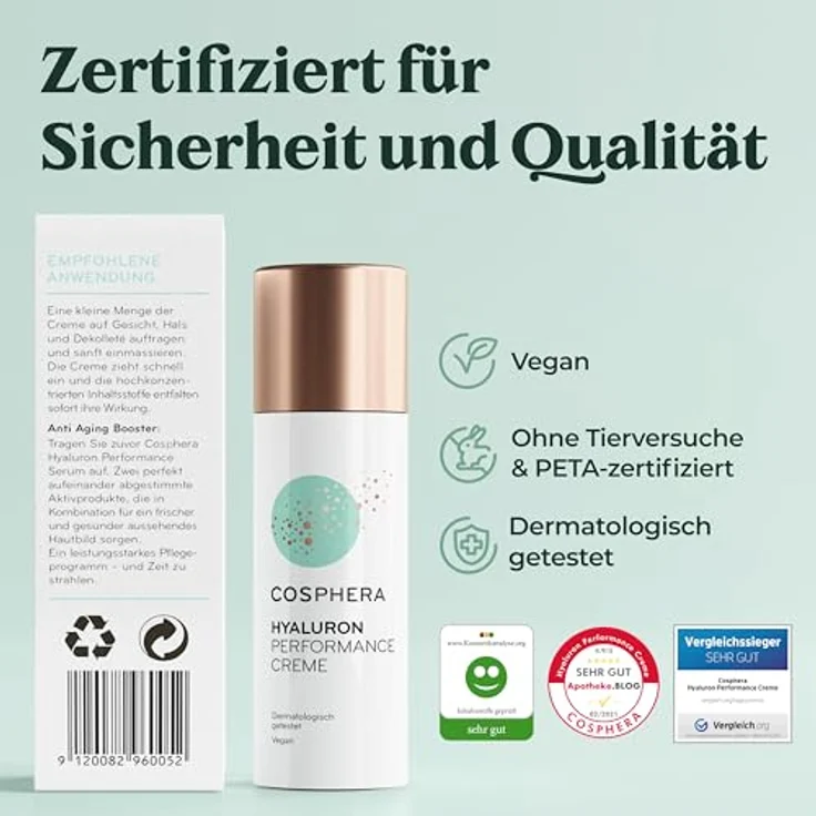 Cosphera Hyaluron Performance Creme 50 ml mit feuchtigkeitsspendender Wirkung für trockene Haut – Bild 3