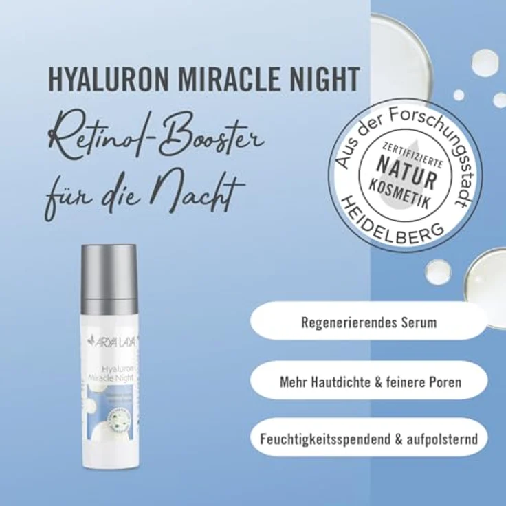 ARYA LAYA Hyaluron Miracle Night, 30 ml – Retinol-Booster & Melatonin-Schutz vor Blue Light, Feuchtigkeits-Serum, Hyaluron-Booster, vegan – Bild 2