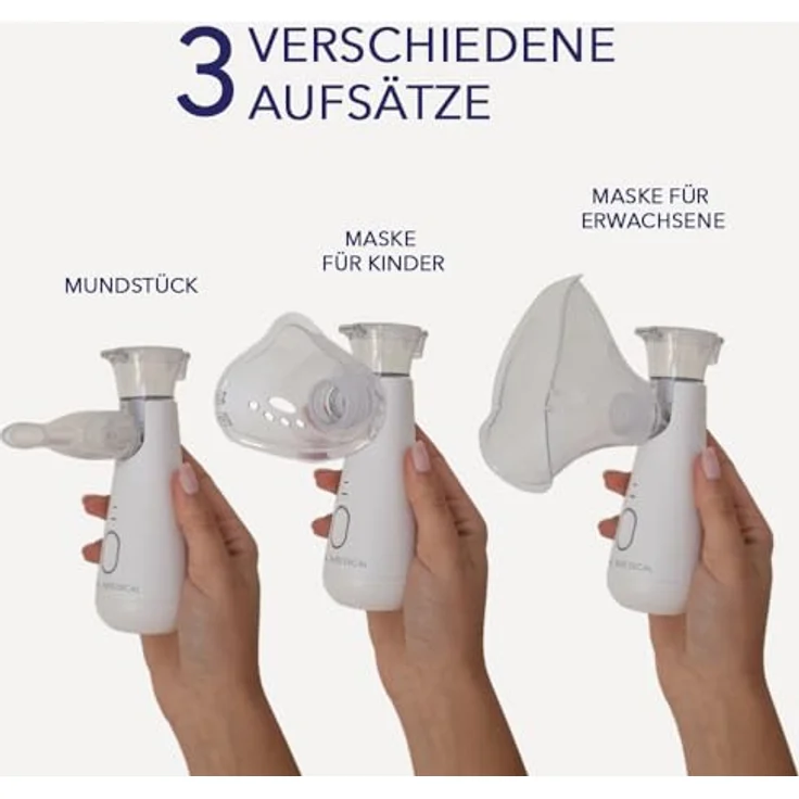 IEA Medical Inhalationsgerät, tragbarer Mesh-Vernebler für Erwachsene & Kinder, leise, USB-C, inkl. Mundstück und Masken, weiß, kompakt & leicht für unterwegs – Bild 4