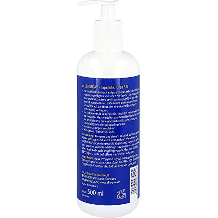 Allergika Lipolotio Urea 5%, Körperlotion für trockene Haut, 500 ml, schnell einziehend – Bild 2