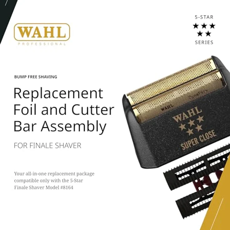 Wahl Professional 5-Stern-Serie Finale Folie und Cutter Bar Montage #7043, hypoallergen für supernahe und stoßfreie Rasur, schwarz – Bild 2
