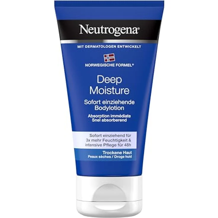 Neutrogena Deep Moisture Body Lotion, Norwegische Formel, sofort einziehend, für trockene Haut, 6 x 75 ml – Bild 1