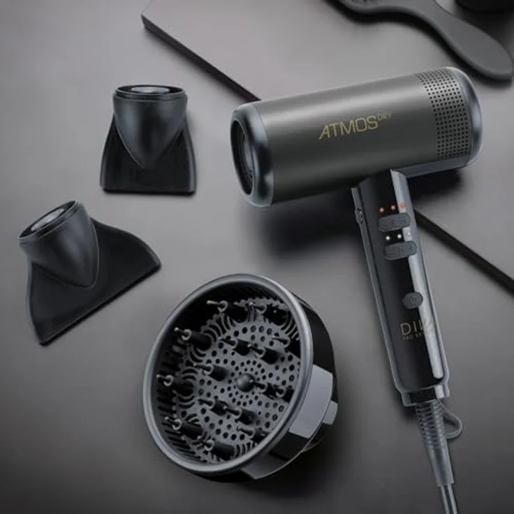 Diva Pro Atmos Haartrockner, 2000 Watt, Kaltstufe, Ionen-Technologie, DC-Motor, inkl. Diffusor, schwarz – Bild 6
