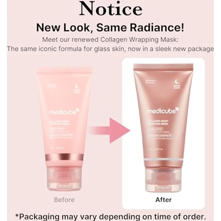 Medicube Collagen Night Wrapping Cream, Gesichtsmaske für Elastizität und Hydratation, über Nacht Pflege mit Kollagen-Wrapping-Film, 75 ml – Bild 2
