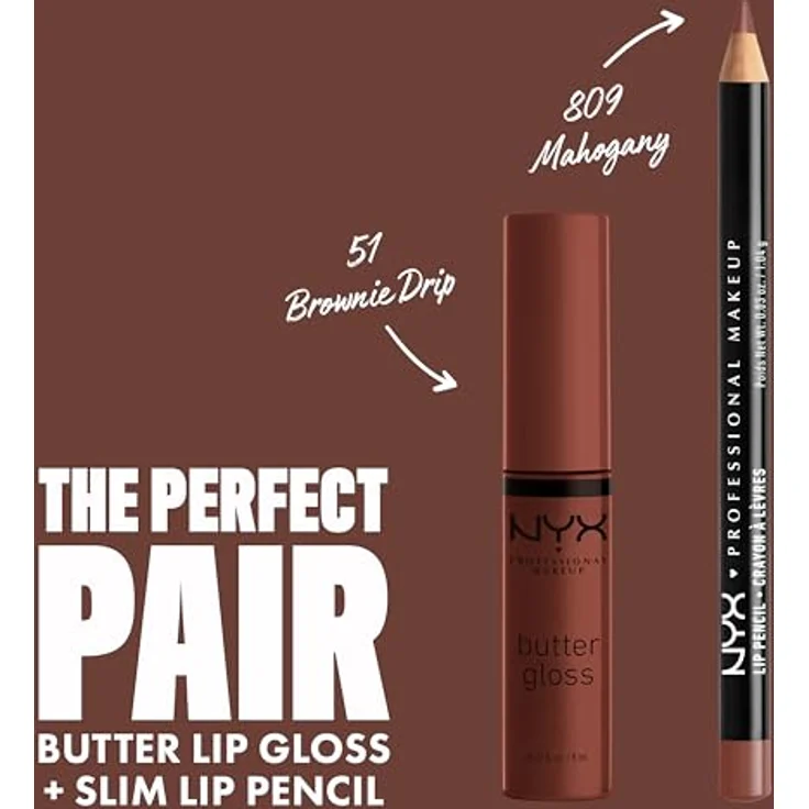 NYX Professional Makeup Butter Gloss Lipgloss 51 Brownie Drip, 8 ml - Hochglänzend, feuchtigkeitsspendend, kaschiert Lippenlinien – Bild 4