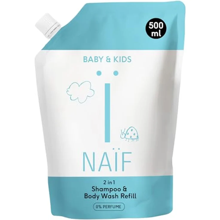 Naif Baby & Kids 2-in-1 Reinigungsgel und Shampoo für Kinder, nicht parfümiert, 500 ml, vegan, ohne SLS und SLES – Bild 1