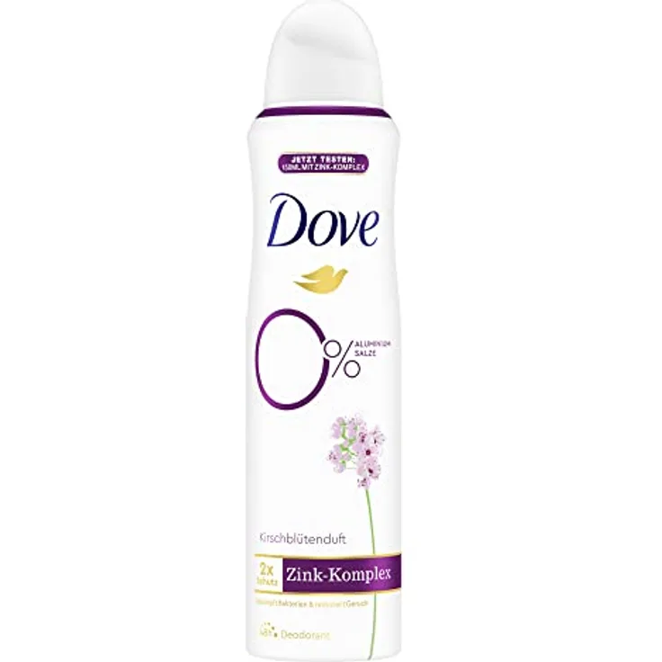 Dove Deodorant-Spray Kirschblütenduft Deo mit pflegendem Zink-Komplex und 0% Aluminiumsalzen 150 ml 1 Stück