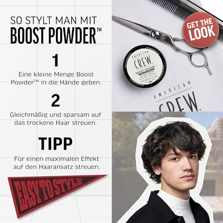 AMERICAN CREW Classic Boost Powder, 20 g, Volumenpuder für Männer mit mittlerem Halt, für dichteres Haar und mattes Finish – Bild 3