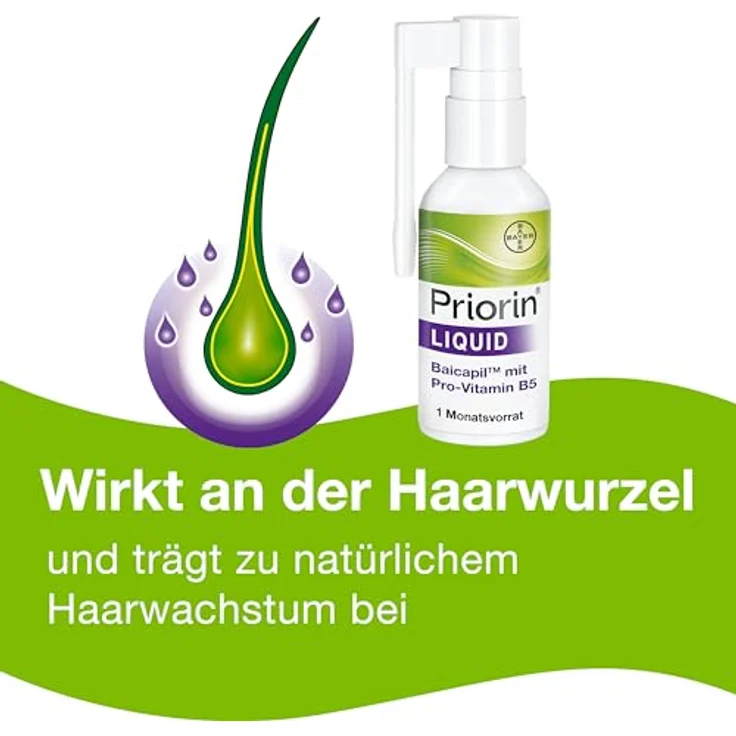 Priorin Liquid, Haarserum gegen Haarausfall, pflanzlich mit Pro Vitamin B5 und Baicapil, für volleres Haar nach 12 Wochen, 50 ml – Bild 3