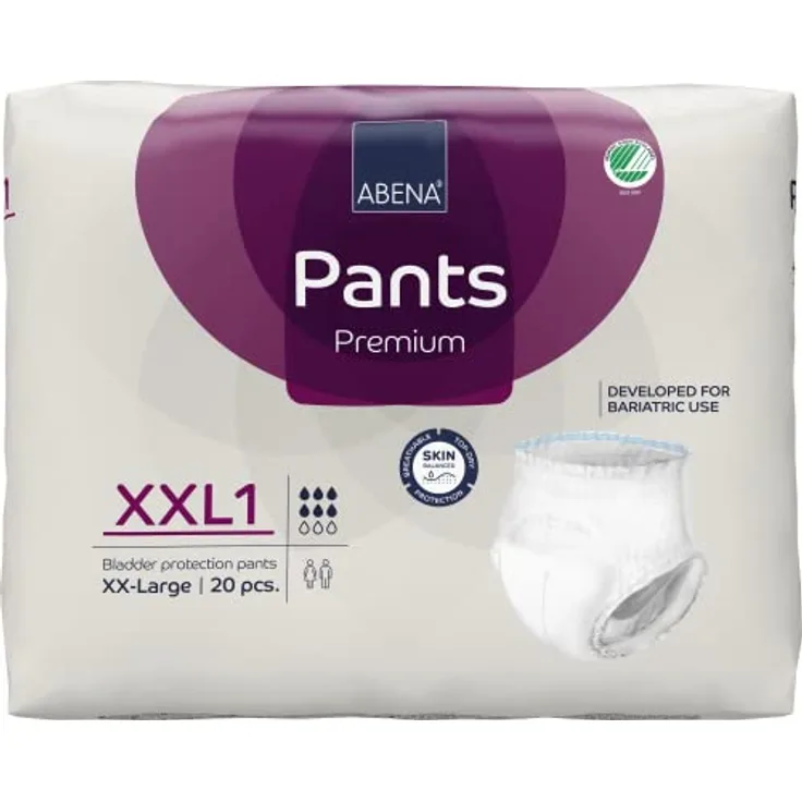 ABENA Pants XXL1 Premium Inkontinenzhosen, 20 Stück Pack, 152,4–203,2 cm Taille, 1700 ml Saugfähigkeit, von ABENA