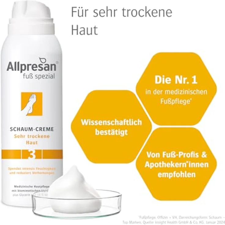 Allpresan Fuß-Schaum-Creme 3 sehr trockene Haut 125 ml – Bild 2