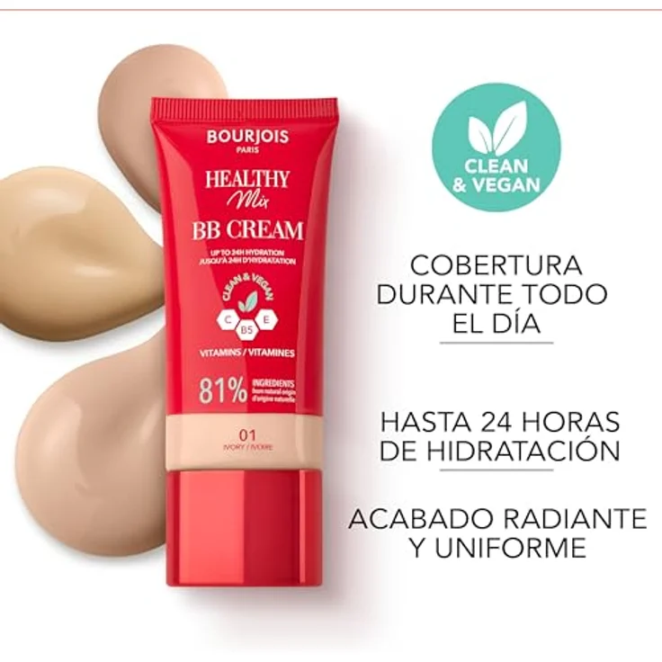BOURJOIS Paris Gesunder Mix Clean & Vegan BB Cream 03 Beige, 30 ml, getönte Tagescreme für einen ebenmäßigen Teint und optimale Feuchtigkeit – Bild 5