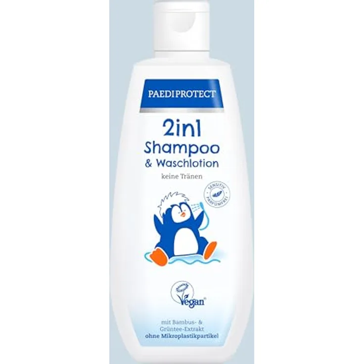 PAEDIPROTECT 2in1 Shampoo & Waschlotion für Babys & Kinder 200 ml, sanfte Reinigung & Haar ohne Parfüm & Mikroplastik, Duschgel spendet Feuchtigkeit für trockene, sensible Haut auch Erwachsene