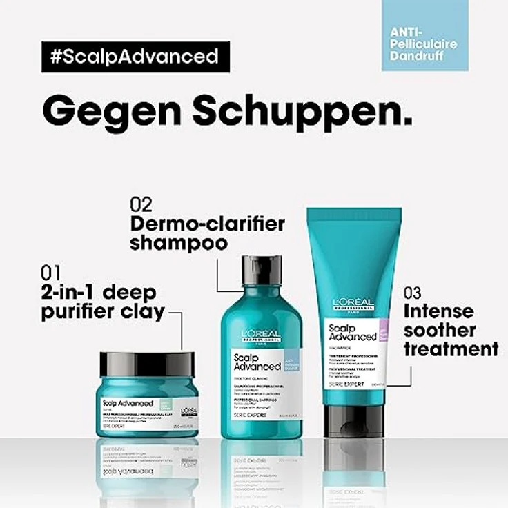 L'Oréal Professionnel Haarshampoo gegen Schuppen bei trockener & fettiger Kopfhaut, Scalp Advanced, Anti-Dandruff Dermo-Clarifier Shampoo, 300 ml – Bild 2