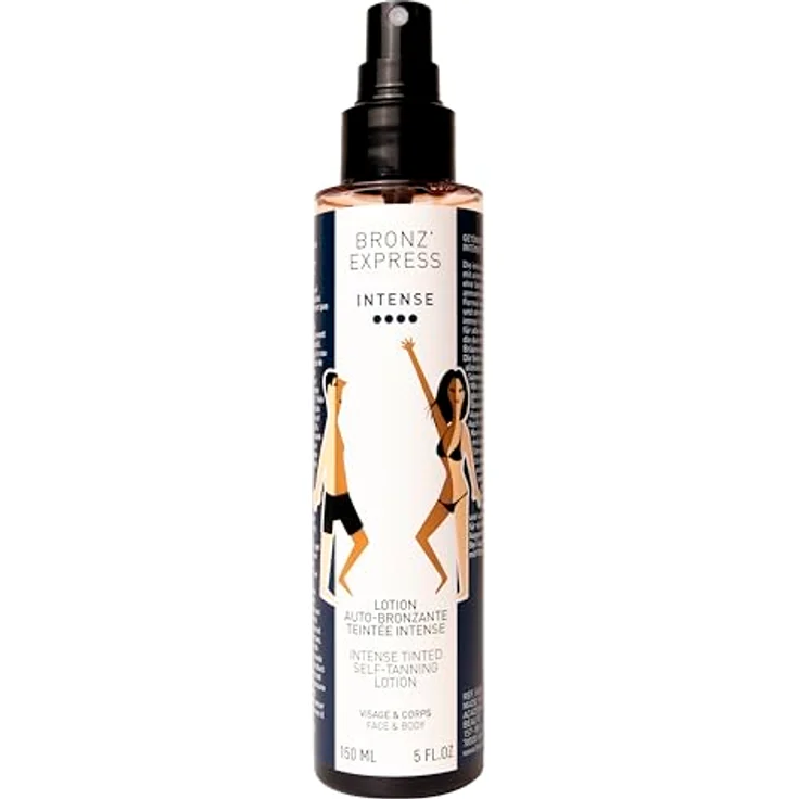 Académie Bronz'Express Lotion Teintée Intense, getönte Selbstbräunungslotion für Gesicht und Körper, 150 ml mit blumigem Zitrusduft – Bild 1