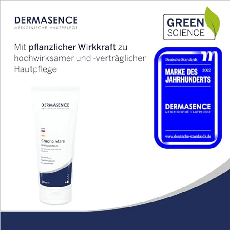 DERMASENCE Chrono retare Reinigungsmilch, 200 ml - Milde, rückfettende Gesichtsreinigung für die feuchtigkeitsarme Haut - ideal zur Make-up-Entfernung - mit Feuchthaltesubstanzen und Bisabolol – Bild 2