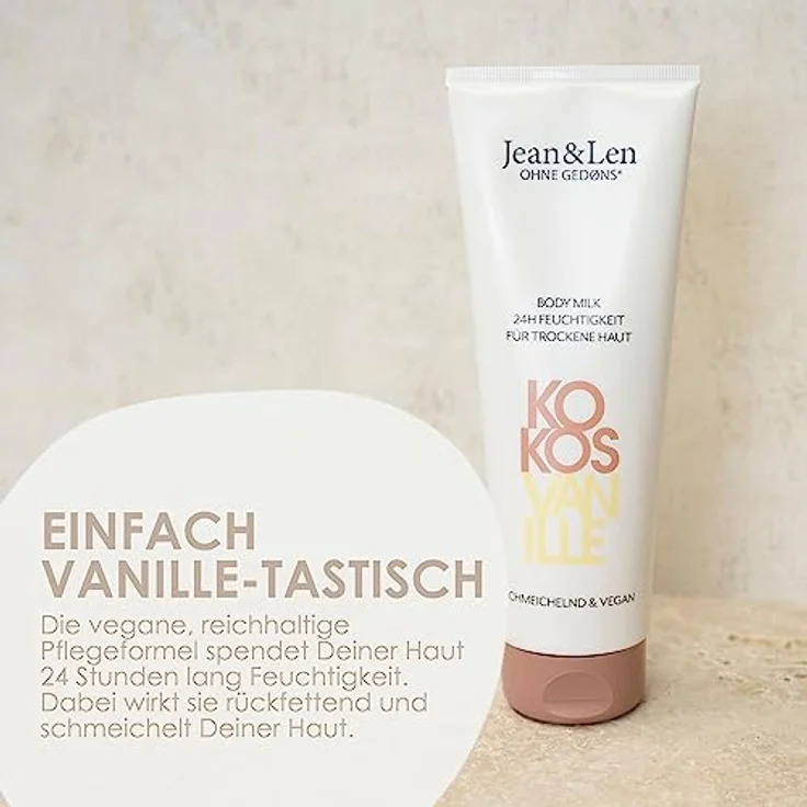 Jean&Len Shea & Supreme Hydration Feuchtigkeitsspende Body Milk, für trockene Haut, versorgt die Haut 24 Stunden mit Feuchtigkeit, cremige Textur, exotischer Duft, Körpermilch, ohne Parabene & Silikone, vegan, 250 ml – Bild 4