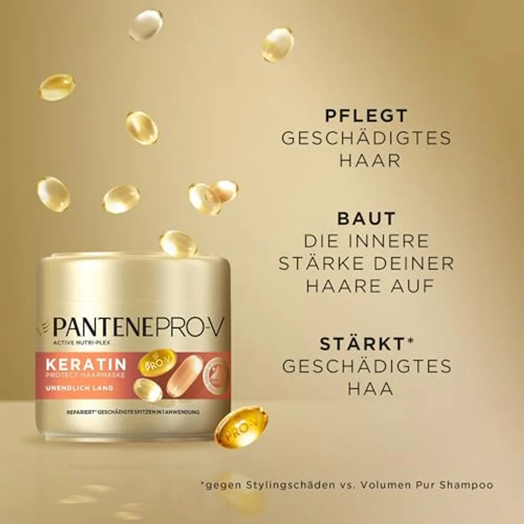 Pantene Pro-V Unendlich Lang Keratin Reconstruct Haarmaske, Intensivkur mit 50% mehr Wirkstoffen für bis zu 100% stärkeren Haaraufbau, 300ml – Bild 4