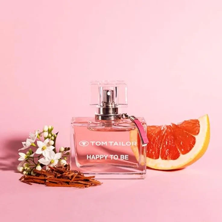 Tom Tailor® Happy To Be Eau de Parfum Natural Spray, veganer Damenduft in femininem Flakon mit Velours-Lederanhänger – Bild 3