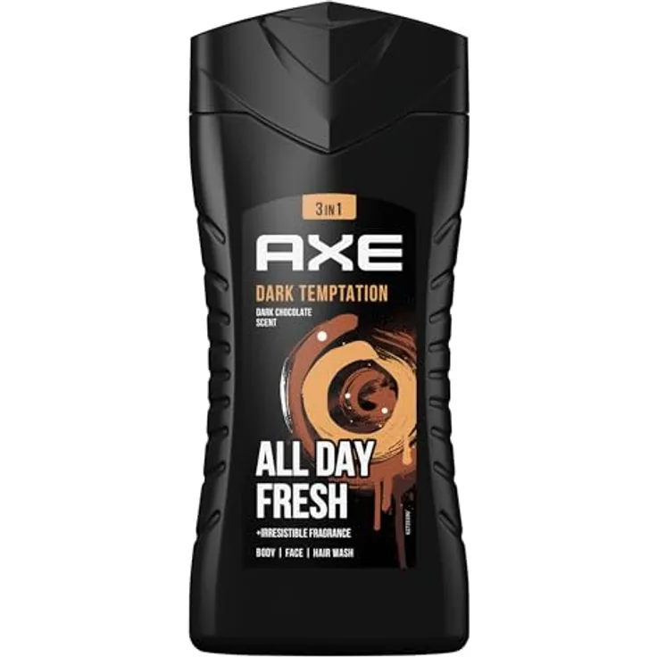 Axe 3-in-1 Duschgel & Shampoo Dark Temptation für ganztägige Frische, unwiderstehlichen Duft und eine angenehme Dusche dermatologisch getestet 250 ml