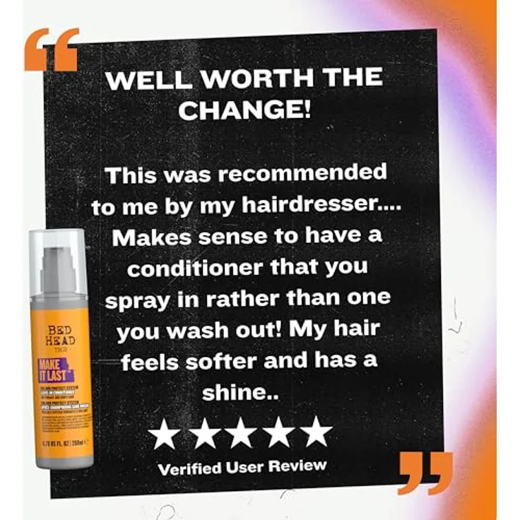 TIGI Make It Last, Ausspülfreier Conditioner im Spray für gefärbtes Haar, 200 ml, intensive Feuchtigkeit und Glanz – Bild 7