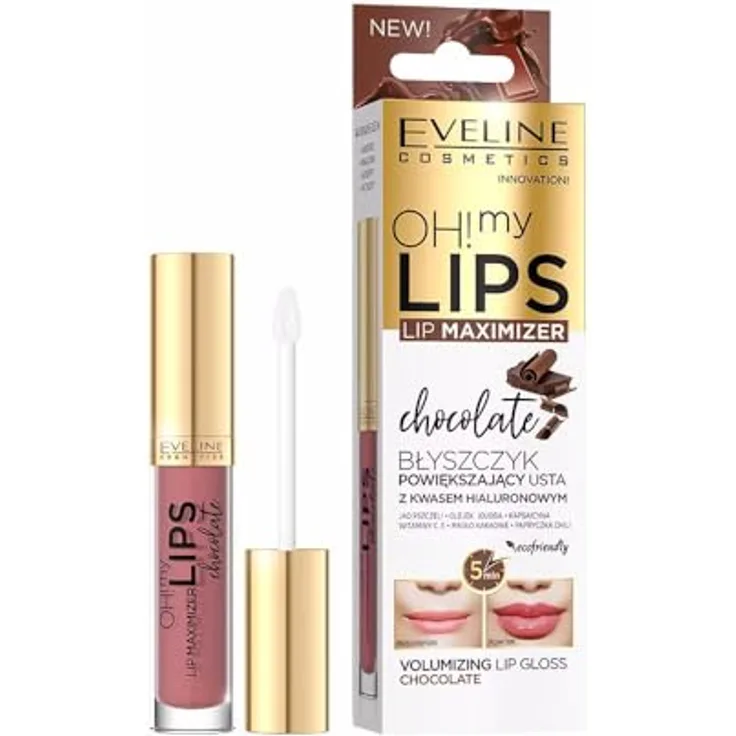 Eveline Cosmetics OH! my LIPS Lip Maximizer Lipgloss mit Bienengift, Farbton Chocolate, 4,5 ml – feuchtigkeitsspendend, voluminisierend, fördert die Lippenregeneration