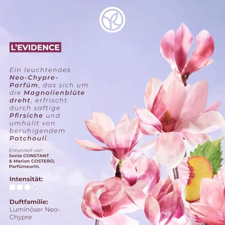 Yves Rocher L'EVIDENCE Eau de Parfum Damen - Blumiger Neo-Chypre-Duft mit Magnolie, Pfirsich und Patchouli - 100 ml, nachhaltig & elegant – Bild 3