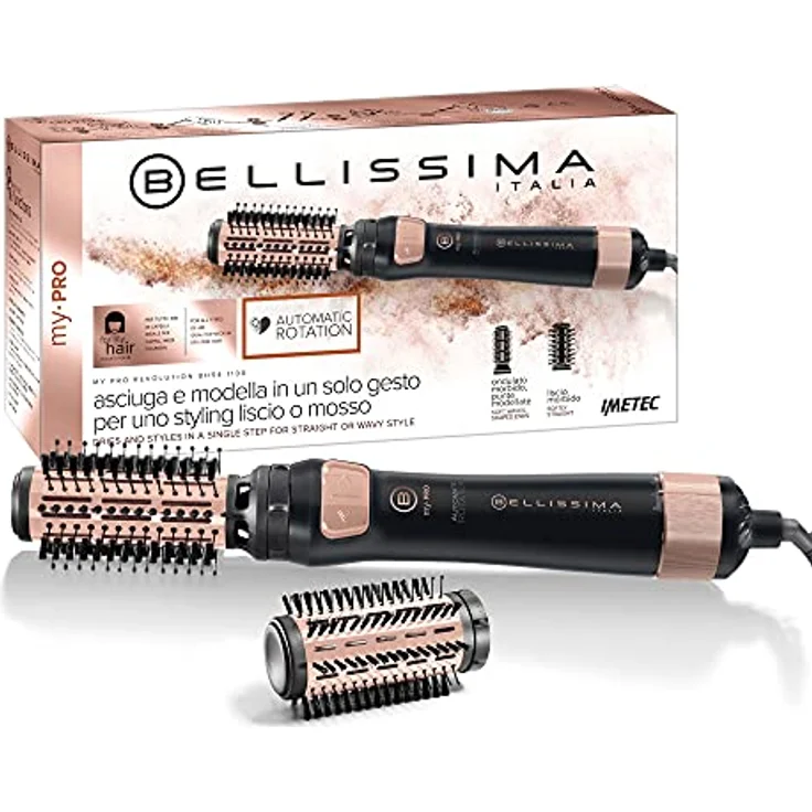 Bellissima My Pro Revolution BHS4 1100, Warmluftbürste, trocknet und modelliert, automatische Drehung in zwei Richtungen, 2 Bürsten mit 40 und 50 mm, Ionisator, 1000 W, Keramikbeschichtung – Bild 1