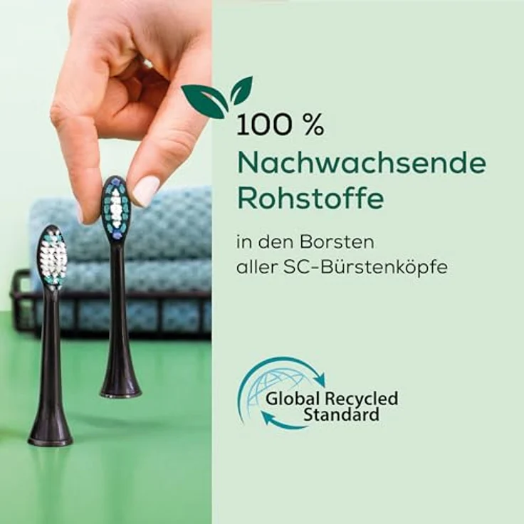 Beurer SC Premium Whiten Bürstenköpfe, 4 Ersatzbürsten mit mittig erhöhten Indikatorborsten, kompatibel mit Philips Sonicare, Härtegrad Mittel, nachhaltige Materialien – Bild 4