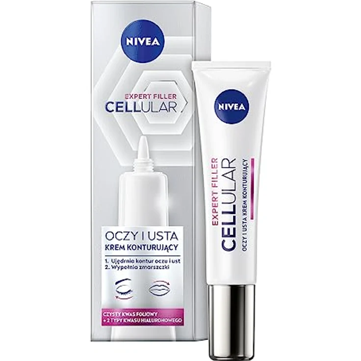 NIVEA Cellular Expert Filler Augen & Lippen Konturiercreme mit Hyaluron- und Folsäure 15ml, Anti-Falten-Creme für straffere Haut – Bild 1