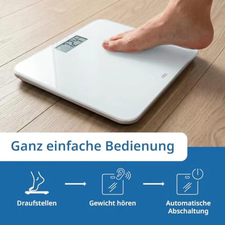 ADE Digitale Personenwaage, Körperwaage mit Sprachausgabe bis 250 kg, 5 Sprachen, ideal für Senioren, inkl. AAA Batterien – Bild 6