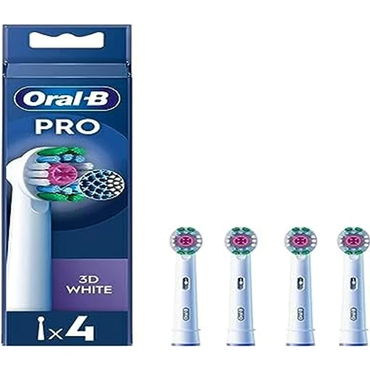 Oral-B Pro 3D White Zahnbürstenköpfe, 4 Stück, mit X-förmigen Filamenten zur optimalen Reinigung und Polierbehälter für weiße Zähne – Bild 1